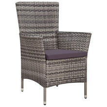 SKM Set da Pranzo da Giardino 9 pz con Cuscini in Polyrattan Grigio (87.5kg)