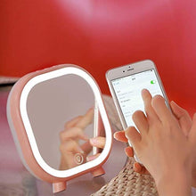 Specchi per Il Trucco da appoggio, Specchio per Trucco Bluetooth Senza Fili Lampada Acustica Specchio Illuminato Strumento cosmetico Portatile Specchio da Barba, Rosa