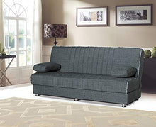 Divano letto Aram 3 posti con contenitore 190 x 83 cm (Grigio scuro)