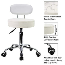 KKTONER Sgabello Girevole in Pelle PU con Schienale Regolabile in Altezza Computer per Ufficio Colore Bianco