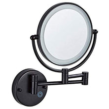 MRJ Specchio Ingranditore con Luce LED, Specchietti da Trucco a Parete Bilaterali a LED, Girevole 360 °, Lente d'Ingrandimento 5X e Specchio Piatto, Concealed Install