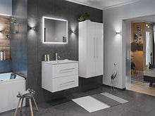 Set di mobili da bagno Firenze 70 (4 parti/B) bianco lucido e specchio a LED