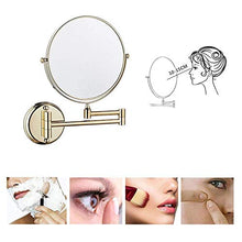 YYSDH - Specchio da parete per trucco, 20,3 cm, girevole a due facce, allungabile, pieghevole, per bagno, rasatura, cosmetico, trucco, ingrandimento 5X/1x, dorato