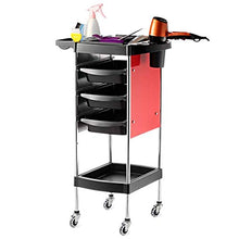 ZHFZD Pratico Carrello con cassetti, deposito per Salone di Bellezza, Trucco, Accessori per Capelli, Design Mobile, 5 Strati di mensole e Ruote (Colore: Rosso)