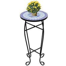 vidaXL Tavolino Laterale Piante Design Mosaico Blu/Bianco Supporto Espositore