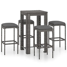 vidaXL Set da Bar da Giardino 5 pz con Cuscini in Polyrattan Grigio