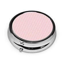 Minimiel, portapillole a 3 scomparti, rosa a pois, kit da viaggio di lusso, in metallo, rotondo, argento, pillole, vitamine e olio di pesce
