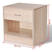 Comodino in legno di quercia con un cassetto 36,5 x 30,5 x 38 cm