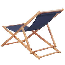 vidaXL Sdraio Pieghevole in Legno e Tessuto Blu Sedia da Spiaggia Prendisole