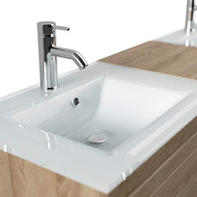 Mobile bagno a terra Vitro Classic con lavabo in vetro rovere chiaro