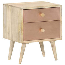 Tidyard Comodino in Legno Massello di Mango con Cassetti,Comodino Rustico,Comodino con Cassetti,Comodino Camera da Letto,Comodino Cameretta,Comodino Rustico 40x35x50 cm