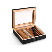 SMEJS Portable Spagna Cedar portasigari di Legno di Viaggio Cigar Humidor Set con umidificatore e igrometro Fibra di Carbonio Storage Box