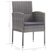 OUSEE Set da Pranzo per Esterni 7 pz con Cuscini in Polyrattan Grigio