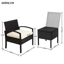Moimhear Set di mobili da giardino in polyrattan, set da 2 persone, 1 tavolo e 2 poltrone, resistente alle intemperie, per giardino, balcone e terrazza