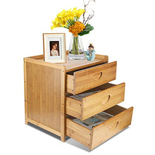 Comodino Bamboo, Comodino Comodino con 3 Cassetti per Soggiorno Cameretta 36 X 31 X 40 Cm