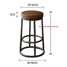 Sgabello da bar in ferro per il tempo libero, sedia da bar in legno massello, sedia da caffè moderna (dimensioni: 45 cm)