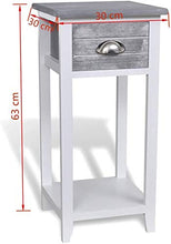 EBTOOLS - Comodino con 1 cassetti e ripiani, grigio + bianco, 30 x 30 x 63 cm