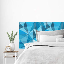 MEGADECOR Testiera per letto in PVC, decorativa, economica, design moderno, con prismi blu e turchese, diverse misure (200 cm x 60 cm)