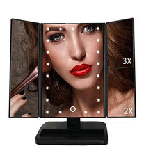 Specchio per Il Trucco, Specchio per Il Trucco con Luci Specchio per Il Trucco Illuminato, Specchio per Il Trucco A Tre Ante con 22 Luci A LED E Ingrandimento 2X / 3X1X, Oscuramento del Touch Screen