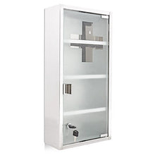 Relaxdays Armadietto per Medicinali con 2 Chiavi, Porta di Vetro, in Acciaio Inossidabile, 57 x 27 x 12 cm, Argentato, Argento