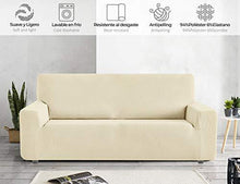 Eiffel Textile Funda Sofa Elastica Protector Adaptable Rústica Fodera per Divano, 94% Poliestere, 6% Elastan, Avorio, 3 Posti - Arredi Casa