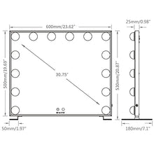BEAUTME Hollywood Specchio da trucco con luci, Specchio da trucco grande con 14 lampadine a LED, alluminio Frame Table o Wall Mirror (Nero)