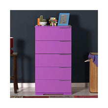 we point Cassettiera 5 Cassetti Maniglie Laterale Colore Viola 55x43xh.107 Cm