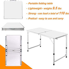 AJIU Tavolo da Campeggio Pieghevole 4FT in Alluminio Portatile Regolabile in Altezza con Tavolo da Picnic con Foro per Ombrellone per Picnic, Spiaggia, Esterno, Interno, Barbecue,Blu