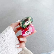 HengJun Custodia per AirPods camouflage Smooth Custodia rigida per PC senza polvere per Airpods 1 2 Custodia protettiva antiurto portatile carina - Rosa