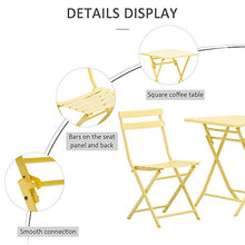 Set Tavolo e 2 Sedie Pieghevoli da Giardino in Metallo Giallo