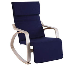 Poltrona Dondolo Sedia a Dondolo,Sedia Sdraio Imbottita Poltrona a Dondolo Poltroncina Relax con Poggia Gambe di Angolo Regolabile(blu scuro)