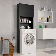 Festnight Mobile per Lavatrice, Mobiletto per Bagno in Truciolato Nero 64x25,5x190 cm