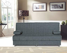 Divano letto Aram 3 posti con contenitore 190 x 83 cm (Grigio scuro)