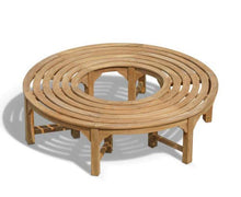Panca Rotonda a Forma di S Fermo, Resistente alle intemperie, in Teak Massiccio, Diametro Esterno 150 cm, Rotonda o semicircolare 360°