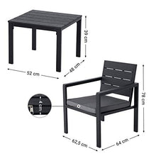 SONGMICS Set di 3 Mobili da Giardino, Salotto da Giardino con 2 Sedie, 1 Tavolino, 2 Cuscini Sfoderabili, Struttura in Ferro, Nero GGF03BK