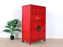 Yajutang - Cassettiera cinese con 3 cassetti, 2 ante, colore: Rosso