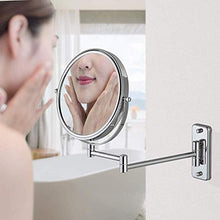 WZDD Specchio Trucco Ingranditore da Parete, Specchio per Trucco Makeup con Ingrandimento 10 X E Luce LED, Doppio Lato Specchio Cosmetico - Diametro 8 Pollici (20 Cm)