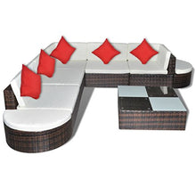 Festnight Set Divani da Giardino con Cuscini, Set Divani da Esterno Marrone, Set di Mobili da Giardino in Polyrattan 8 pz