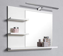 DOMTECH - Specchio da pare per bagno con mensole, colore bianco, specchio a sinistra