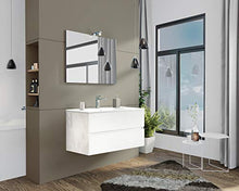 Salone Negozio Online Mobile Bagno con LAVABO E Specchio Inclusi Finitura Bianco 105X47X53H Cm New Splash