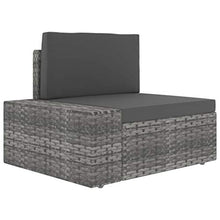 Tidyard Divano Modulare a 3 Posti, Divano da Esterno, Mobili da Giardino in Polyrattan Grigio