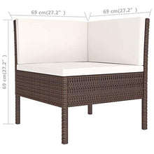 SKM Set Divani da Giardino 2 pz con Cuscini in Polyrattan Marrone (14.5kg)