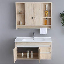 Set di Mobili da Bagno Mobile da Bagno a Muro Simple Balcone Balcone Integrato Cabinet per lavabo in Ceramica Set di Mobile da Bagno Cabinet Set con Specchio (Color : Brown, Size : 48x101x53cm)