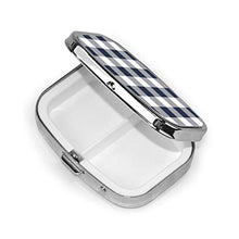 Scatola quadrata per pillole medicinali con bufalo check in blu marino e bianco moda pillola organizer da viaggio pillole dispenser per vitamine integratori