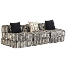 Tidyard Pouf Divano Letto Modulare a 3 Posti in Tessuto Patchwork,Divano in Tessuto,Divano Modulare,Divano con Penisola,Divano Angolare in Tessuto,Poltrona Letto in Tessuto