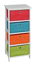 ts-ideen GmbH Mobiletto Bianco con Quattro ceste in Arancio, Verde, Blu e Rosso. Nuovo