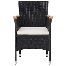 SKM Set Mobili da Pranzo per Giardino 3 pz Nero Polyrattan e Acacia (21kg)