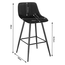 WOLTU BH253sz-2 Sgabelli da Bar Seduta Fissa con Poggiapiedi Sedia da Cucina in Velluto Nero 2 Pezzi