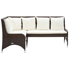 Tidyard Divano Angolare da Giardino per Esterno con 3 Posti in Polyrattan Nero/Marrone,Divano da Giardino per Esterno in Rattan,Divano ad Angolo da Giardino per Esterno con 3 Posti in Polyrattan
