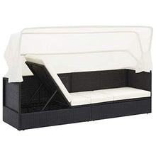 SKM Divano da Giardino con Tettoia in Polyrattan Nero